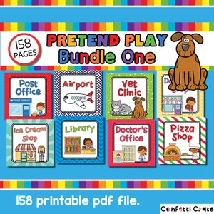 Pretend Play Printables Bundle #1, dramatic play printables, activities for kids, kids activities, play money, open ended play