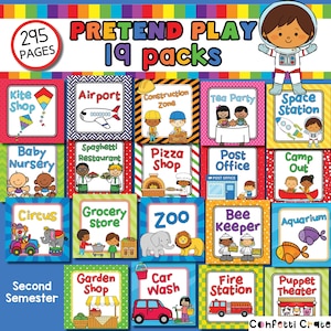 Pretend Play Bundle Printable for Kids, second semester, homeschool preschool, toddler pretend play, kindergarten, preschool teacher