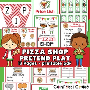 Pizza Pretend Play Printables, pizza dramatic play, play money, preschool printables, toddler activities