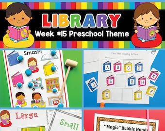 Library Preschool Theme, printable, preschool curriculum, preschool worksheets, childcare activities, library theme, preschool library