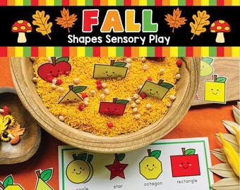 Fall Sensory Play for Preschoolers, printable, shapes activity, toddler activities, homeschool, sensory bin for toddlers, sensory table