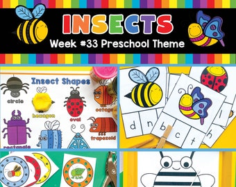 Insects Preschool Curriculum Printables, bug theme, classroom themes, prek, preschool worksheets