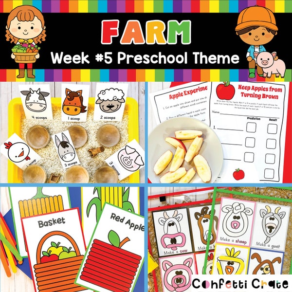 Farm Preschool Curriculum Printables, farm animals, farm theme, preschool worksheets, toddler activities,