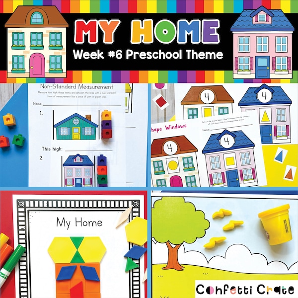 Stampabili del curriculum prescolare di My Home, tema della casa, attività prescolari, curriculum dell'asilo nido, stampabili prek