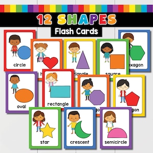 子供向けの図形フラッシュカード印刷可能、フラッシュカード、教育用印刷物、子供向けアクティビティ、幼稚園向け印刷物、幼児向け印刷物
