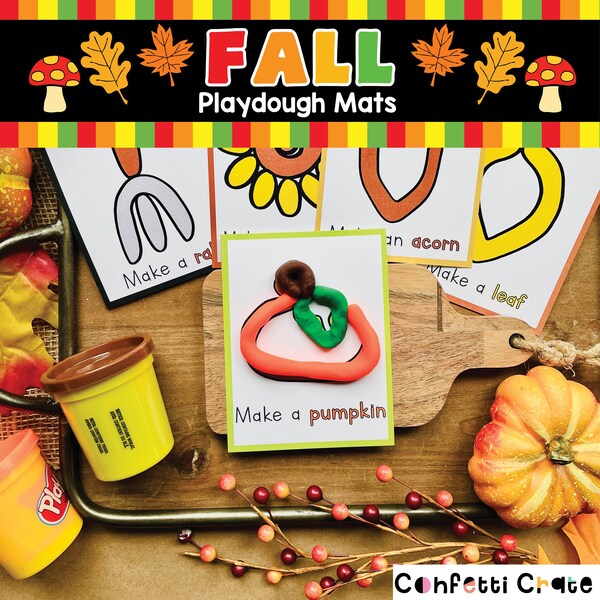 Fall Playdough Mats Printable, preschool activities, play dough mats, toddler activities, homeschool, sensory play, fall play dough