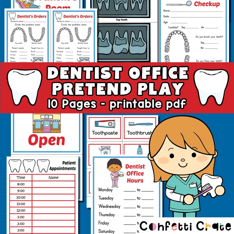 Dentist Pretend Play Printables Kids Activities Dramatic Etsy Espa a
