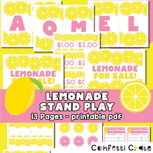 Limonade Stand Printables, Limonade dramatisches Spiel, Sommeraktivitäten, Sommerspiele, Kinderaktivitäten, Aktivitäten für Kleinkinder