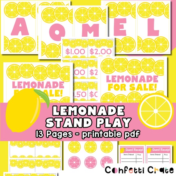 Lemonade Stand Printables Lemonade Dramatic Play Lemonade | Etsy