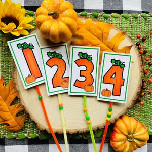 Fall Numbers Activity for Preschoolers, printable, pipe cleaners and beads, toddler activities, homeschool preschool, counting 1-10 image 4