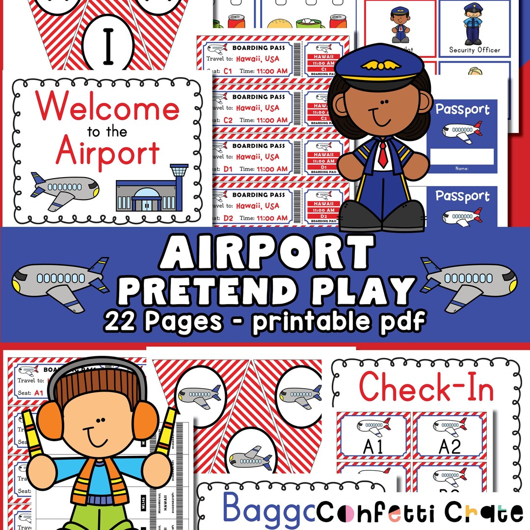 airport-pretend-play-printable-for-kids-toddler-activities-preschool-printables-kindergarten-preschool-teacher-prek-dramatic-play-etsy