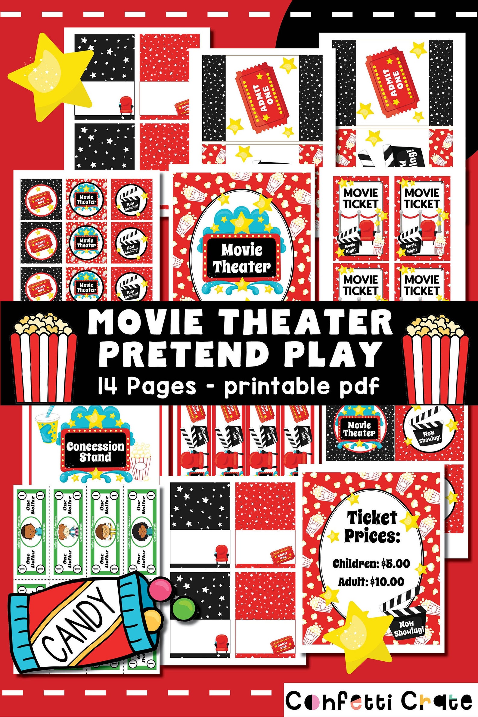 Movie Theater Pretend Play Printable Movies Dramatic Play | Etsy