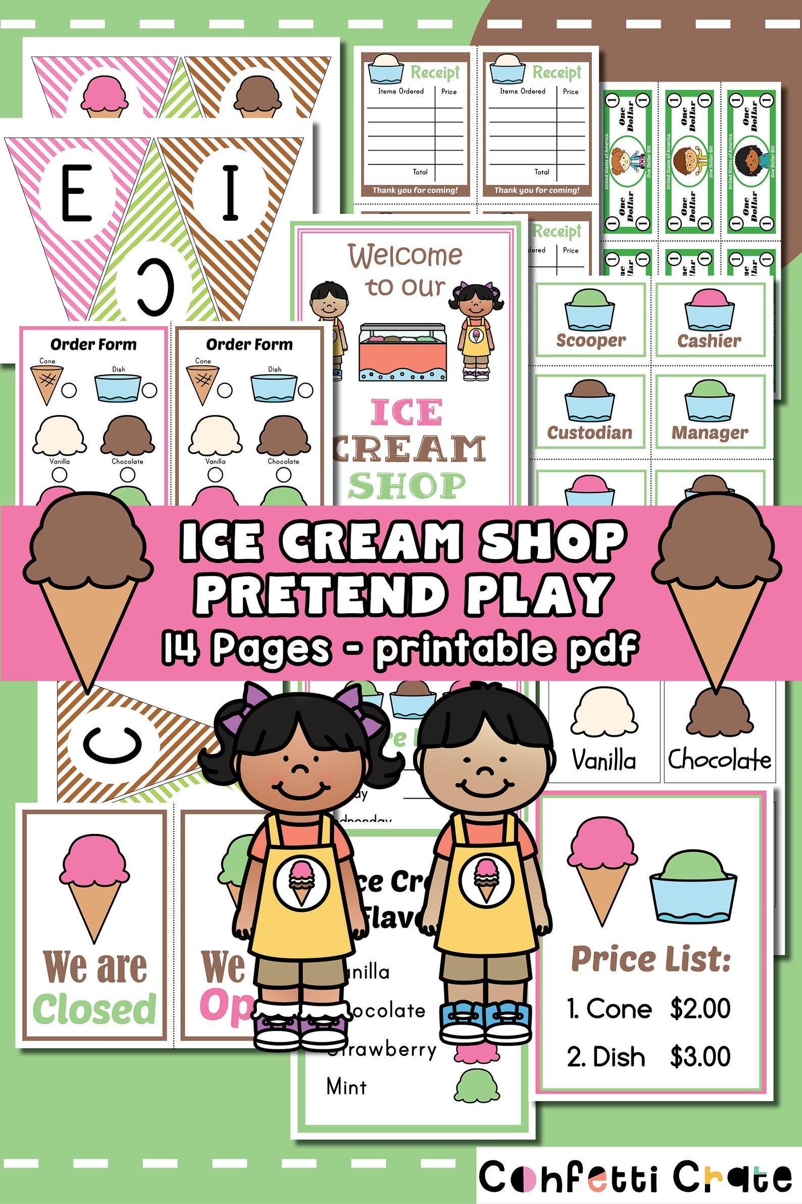 Ice Cream Shop Pretend Play Printables Ice Cream Kids Play | Etsy
