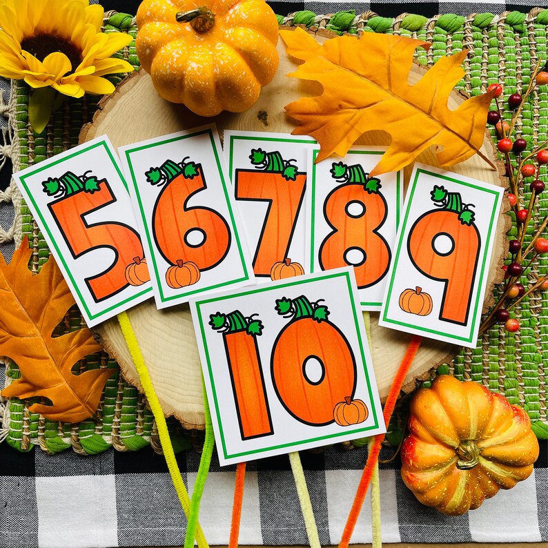 Fall Numbers Activity for Preschoolers, printable, pipe cleaners and beads, toddler activities, homeschool preschool, counting 1-10 image 5