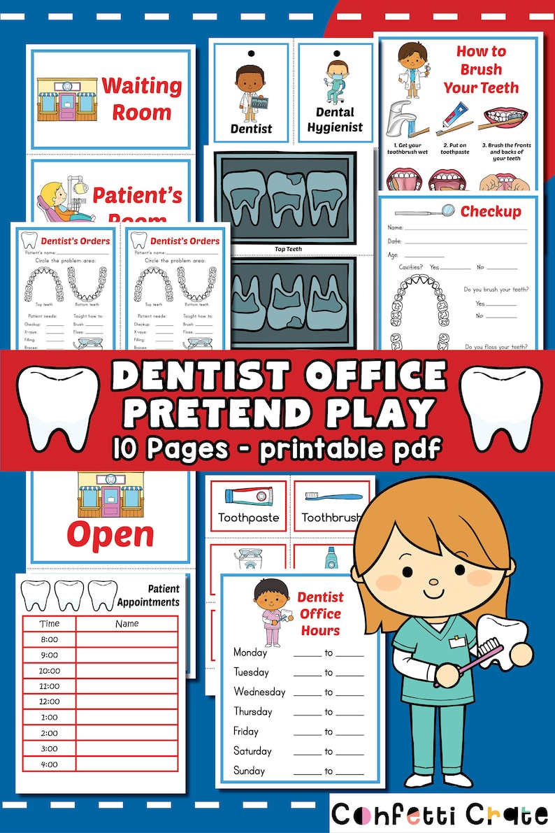 Dentist Pretend Play Printables, kids activities, dramatic play, pretend dentist office, toddler activities, kindergarten zdjęcie 9