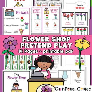 Flower Shop Pretend Play Printables, flower shop dramatic play, preschool printables, toddler activities, kindergarten