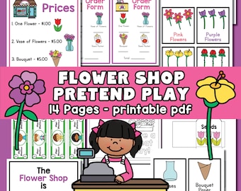 Bloemenwinkel Fantasiespel Printables, bloemenwinkel dramatisch spel, voorschoolse printables, peuteractiviteiten, kleuterschool