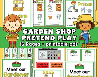 Garden Shop Pretend Play Printables, gardening dramatic play, play money, spring activities, toddler educational