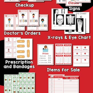 Doctor Pretend Play Printables, jeu dramatique de médecin, simulation d'hôpital, imprimables préscolaires, activités pour tout-petits, maternelle image 2