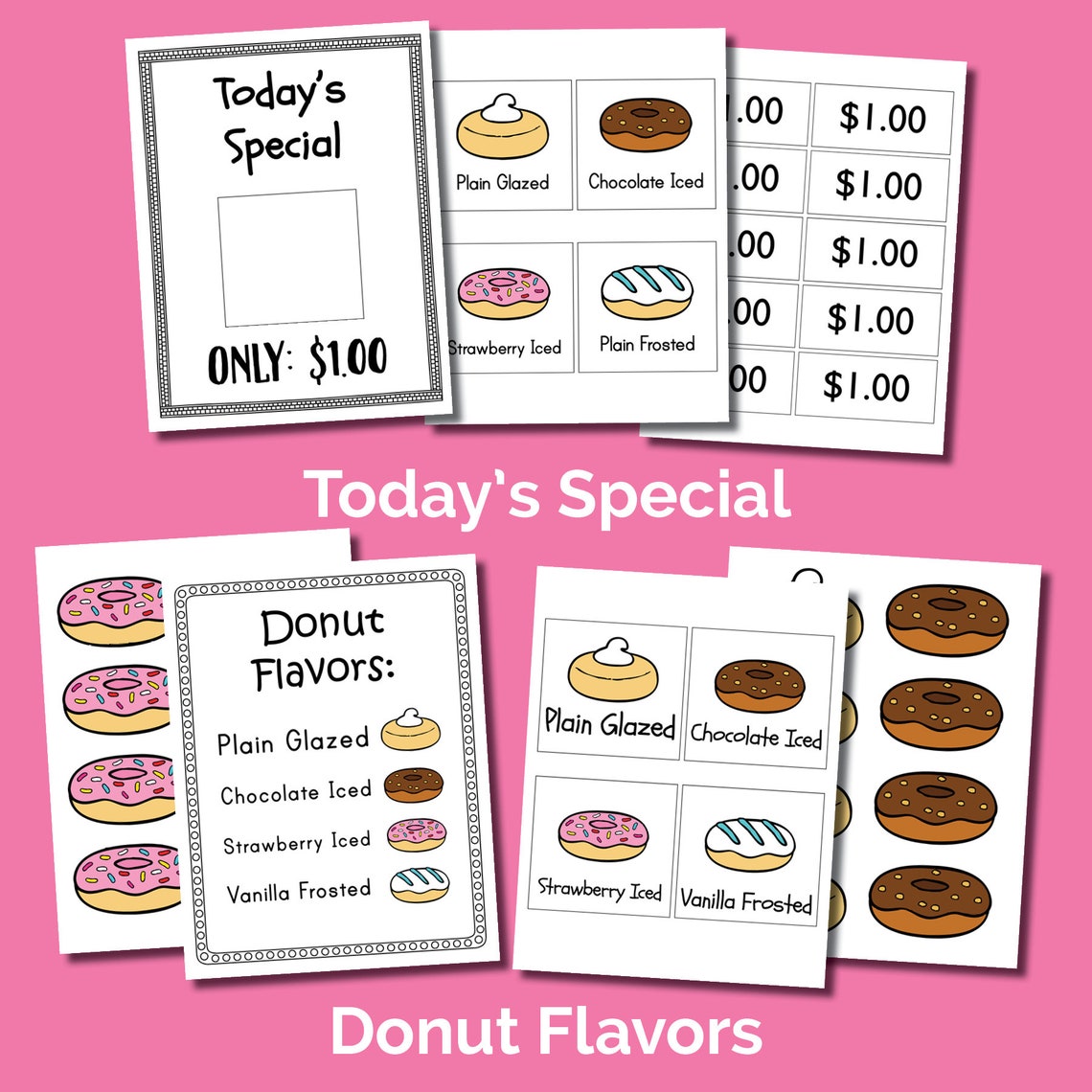 Donut Shop Dramatic Play Printables activities for kids home Etsy
