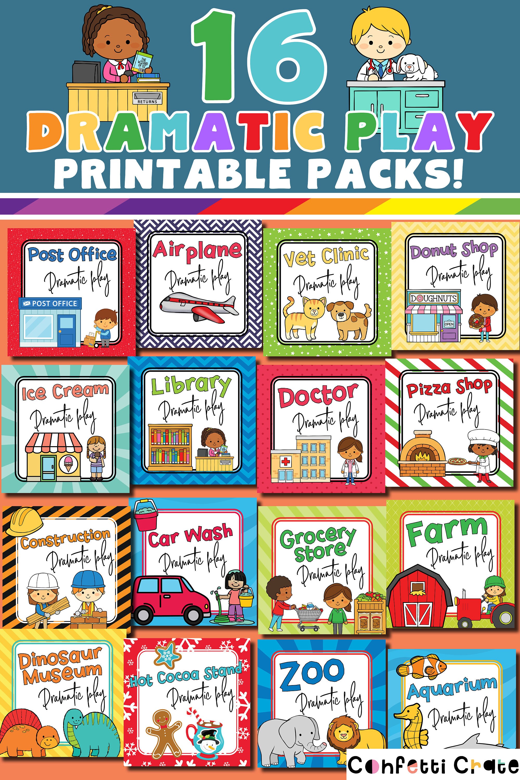 kids pretend play printables post office airport etsy