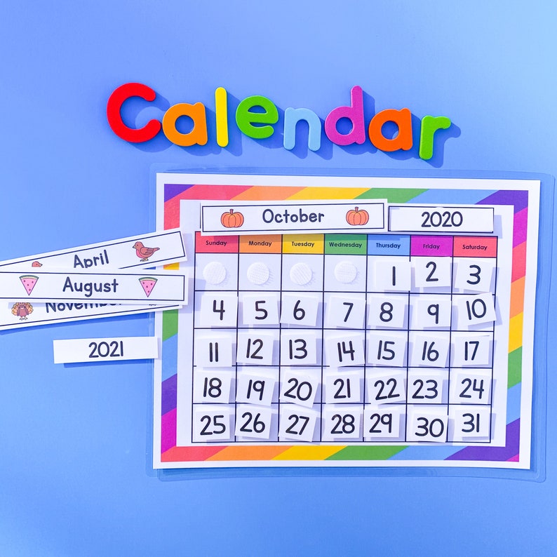 Calendar for Kids Learning at Home Printable Calendar Time Etsy