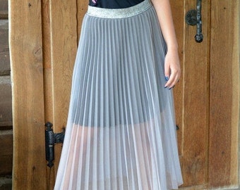 Double sunray, tulle midi skirt with mini sunray chiffon skirt ELEANOR 2