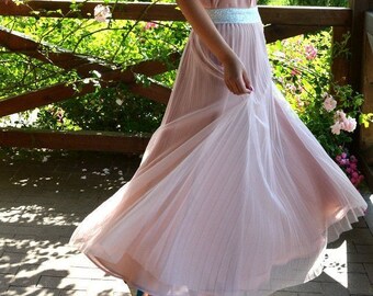Maxi tulle - chiffon sunray skirt pink, black color with lining CAROLINE