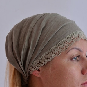 100% Linen Headband Bandanna Natural Materials Elastic Hairband Sports Yoga Active Fashion Wrap image 1