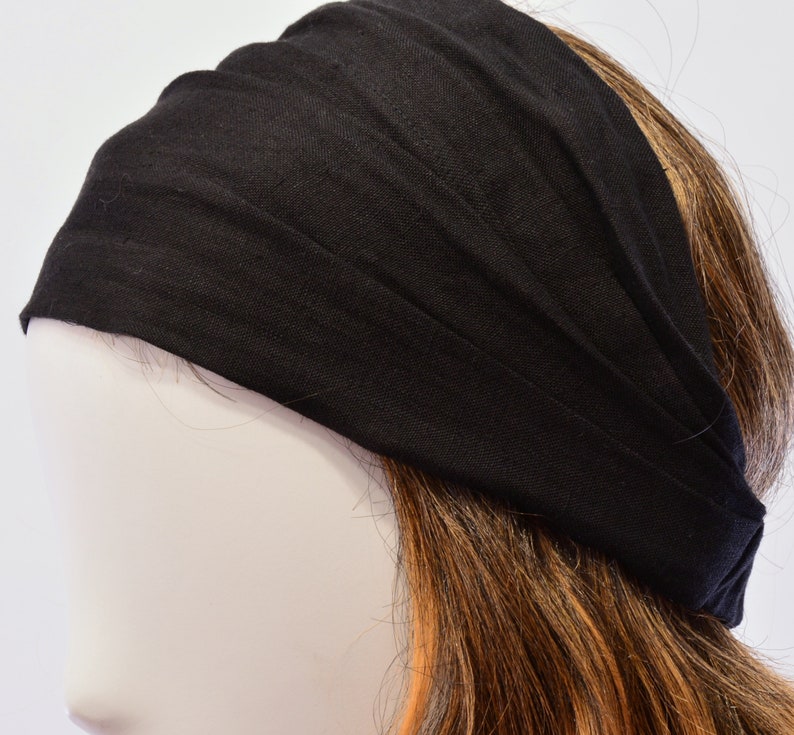 100% Linen Headband Bandanna Natural Materials Elastic Hairband Sports Yoga Active Fashion Wrap image 6