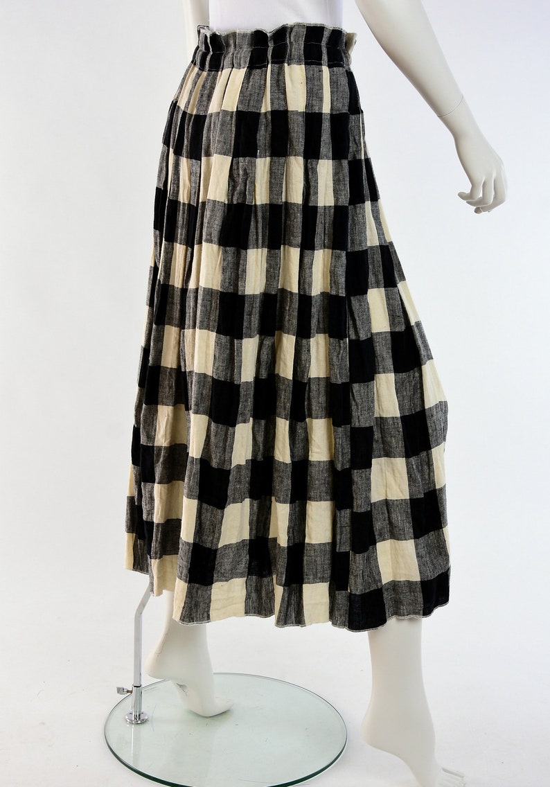 Maxi linen pleated skirt in freestyle style paper bag style LINDA 7