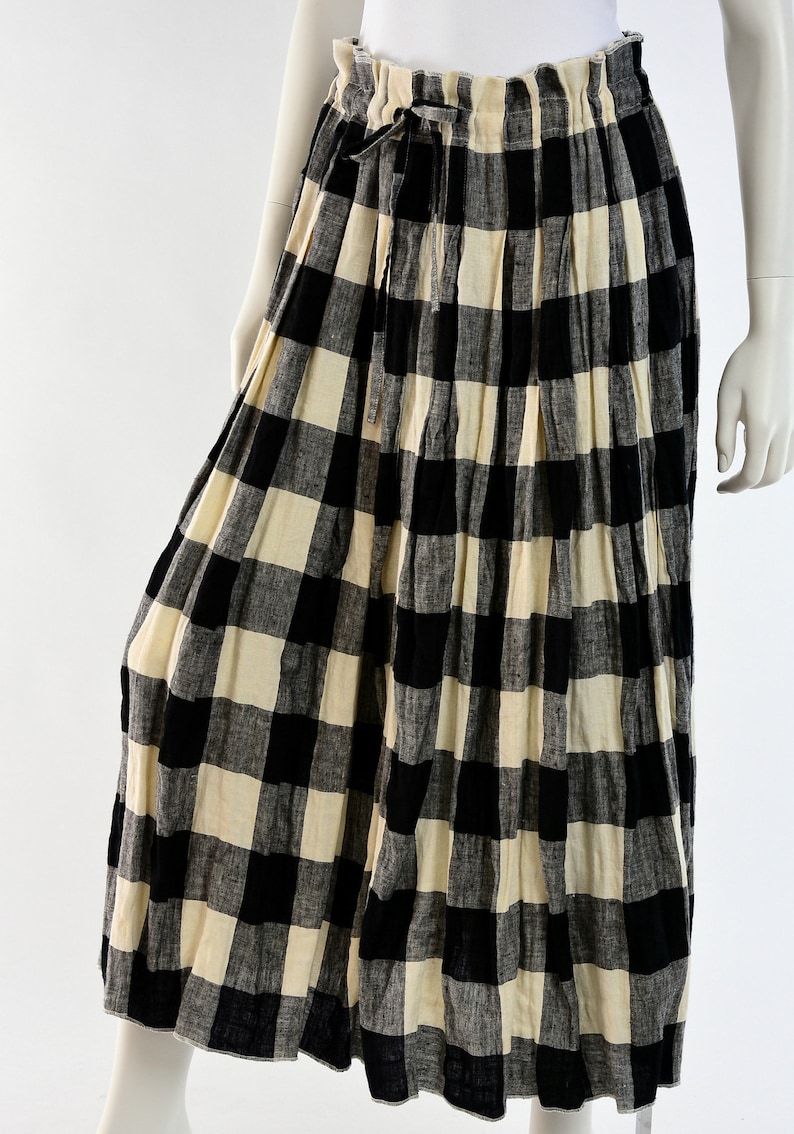 Maxi linen pleated skirt in freestyle style paper bag style LINDA 7