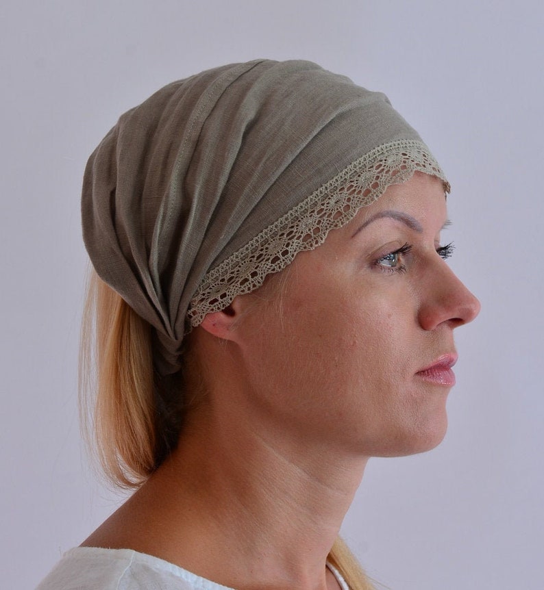 100% Linen Headband Bandanna Natural Materials Elastic Hairband Sports Yoga Active Fashion Wrap image 1