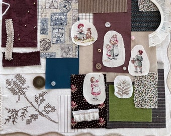 Historical Children on Large Linen Slow Stitch Fabric Pack Bundle Art Collage Multimedia
