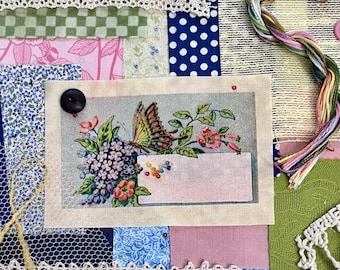 Slow Stitch Fabric Butterfly Pack Bundle Collage Multimedia Hand Sew Flowers