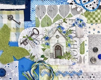 Slow Stitch Kit Garden Shed Farm Fabric Pack for Junk Journaling