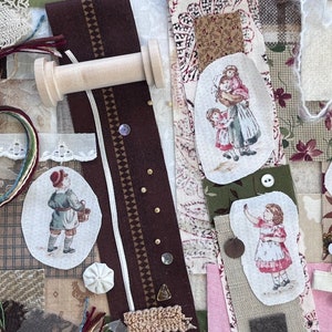 Snippet Spool Slow Stitch Kit Children Pack Roll Mixed Media Collage Art Bobbin