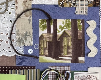 Summer Cabin Slow Stitch Kit Fabric Pack Hand Stitching Junk Journal Bundle Hand Sew