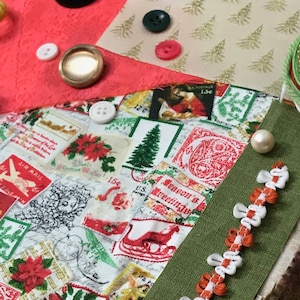 Slow Stitch Junk Journal Christmas Travels with Vintage Fabric Pack Bundle