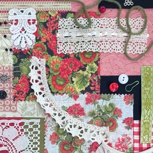 Geranium Slow Stitch Fabric Pack Handsew Embroidery Junk Journal