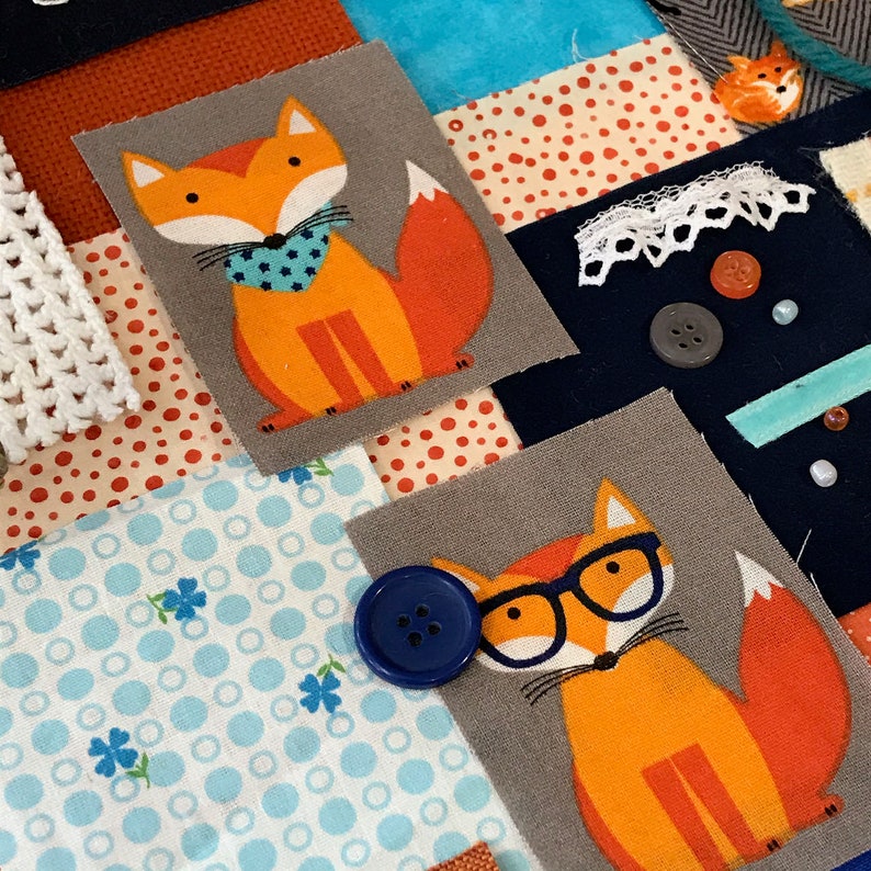 Slow Stitch Fabric Pack Foxy Friends Junk Journal Art Collage Multimedia