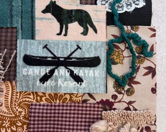 Slow Stitch Junk Journal Rustic Fabric Pack Canoe Kayak Coyote Cabin