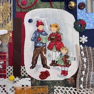 Vintage Christmas Slow Stitch Kit Fabric Pack Christmas Carol Primer 40&#39;s