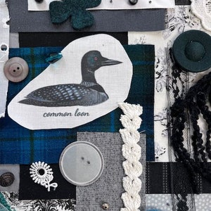Loon Bird Slow Stitch Kit Fabric Pack Hand Stitching Junk Journal Bundle