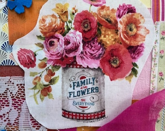 Family & Flowers Slow Stitch Kit: Fabric Pack for Junk Journaling