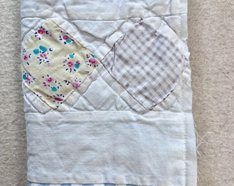 Slow Stitch Journal Quilt Covered Blue Felted Wool Leaves Fabric Pack Hand Sewing Pink