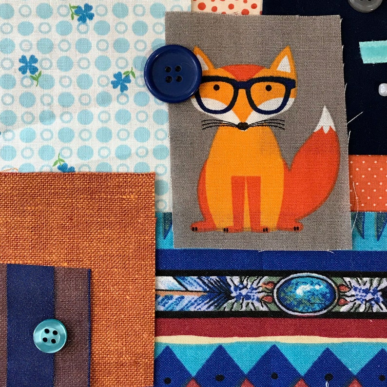 Slow Stitch Fabric Pack Foxy Friends Junk Journal Art Collage Multimedia