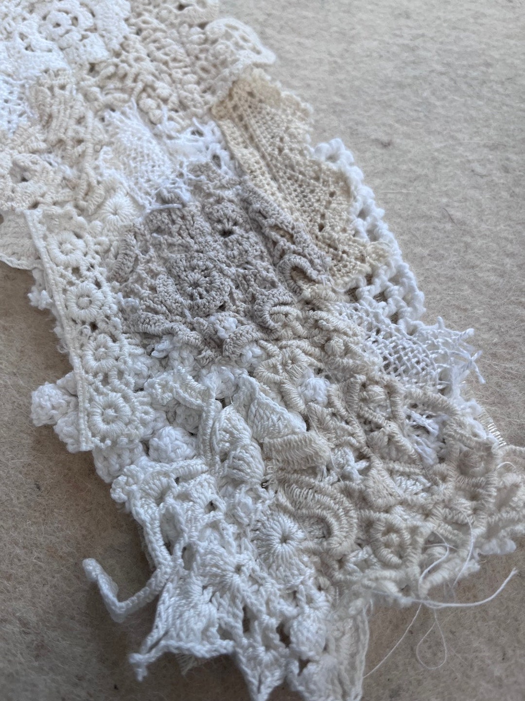 Completed Lace Snippet Roll Collage Spool Bobbin 2 Etsy