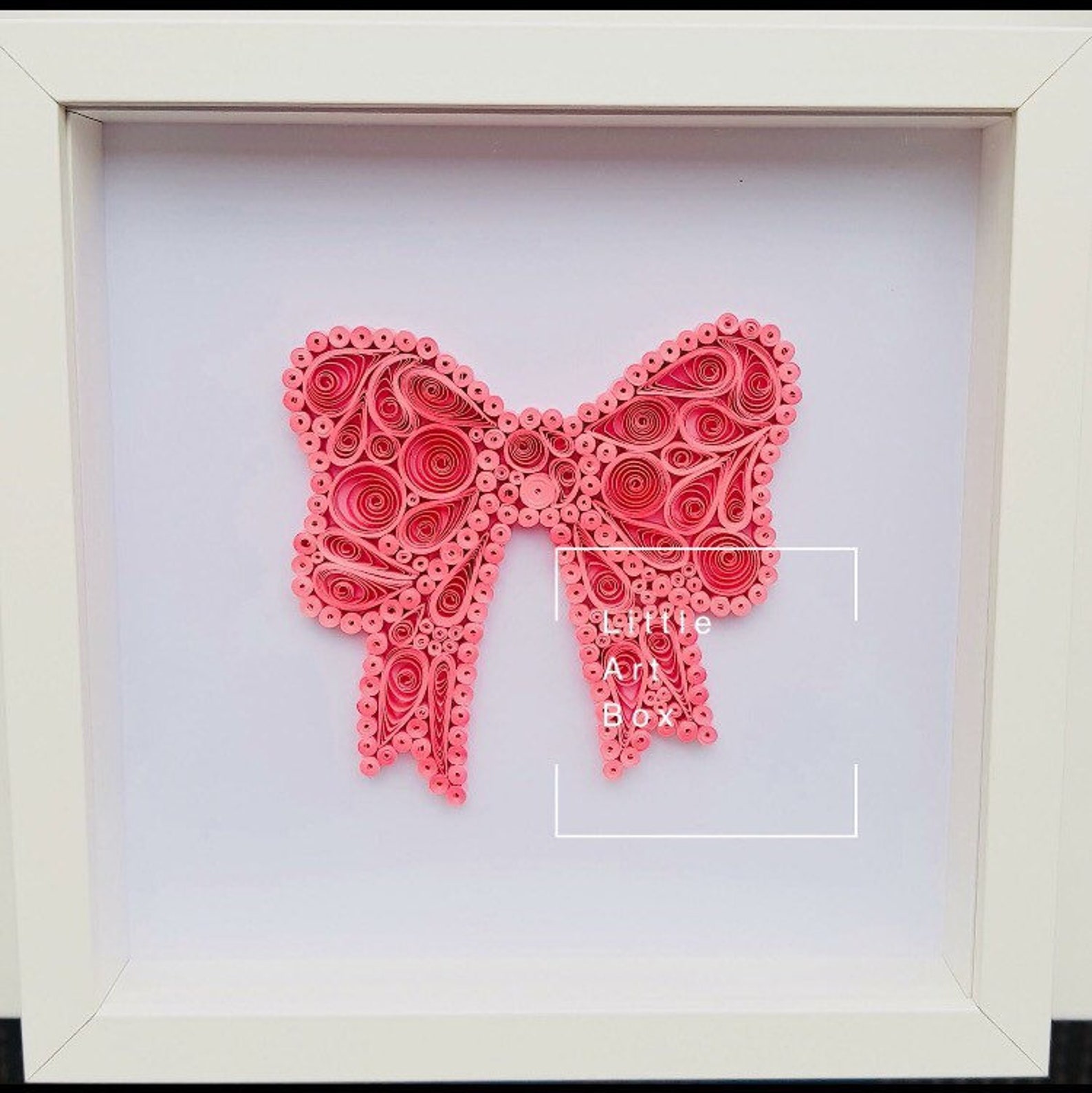 Handmade paper quilled pretty pink bow framed Etsy