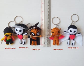 Spooky Voodoo Doll Keychain - Gothic Skeleton & Witch Fantasy Bag